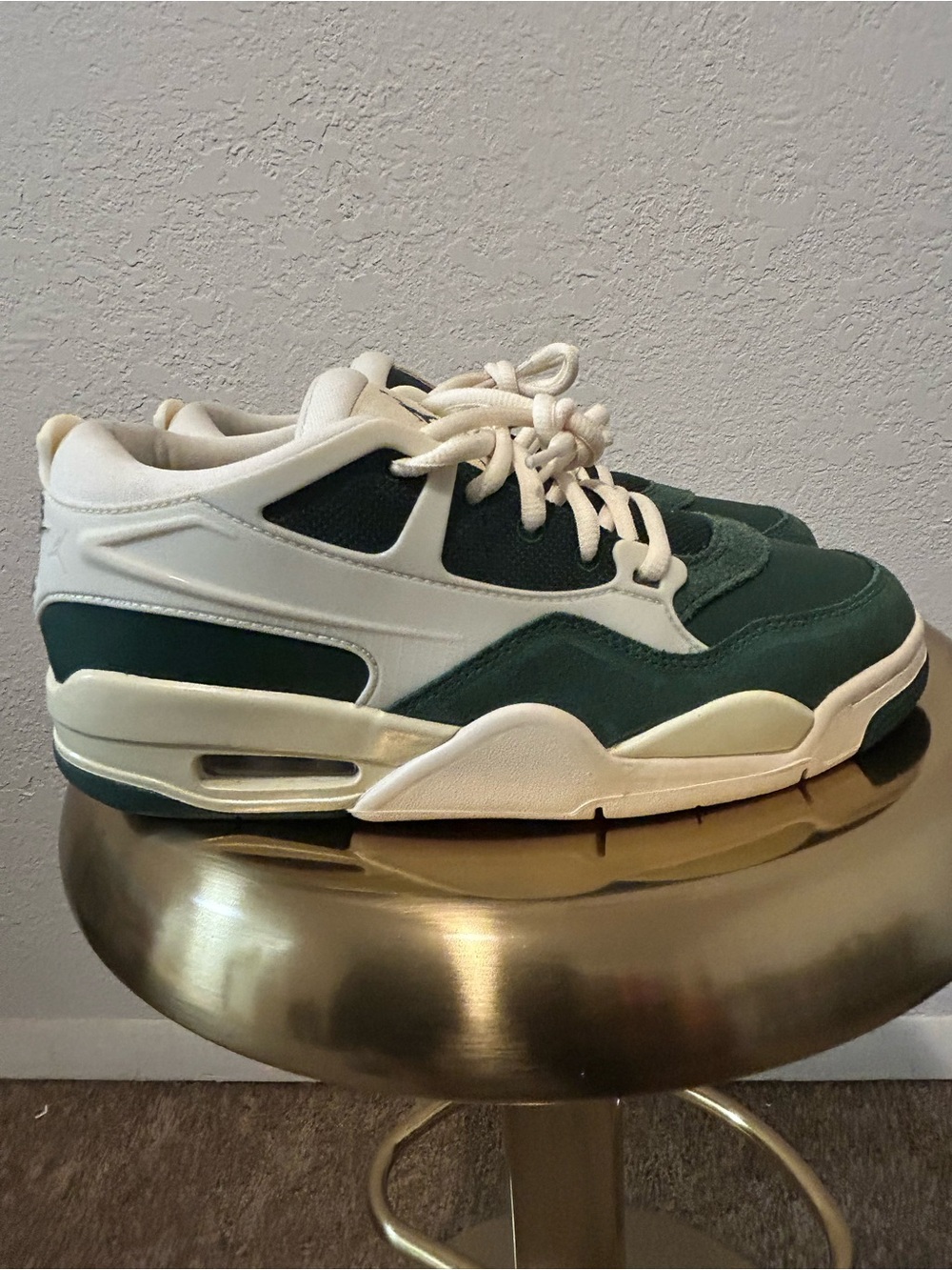 Jordan 4 rm women Dark Green and White Athletic Shoes